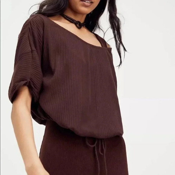NWT Free People Blaine Set Midi Dress Sweater in Brown 2 Piece Matching XS - Picture 3 of 13